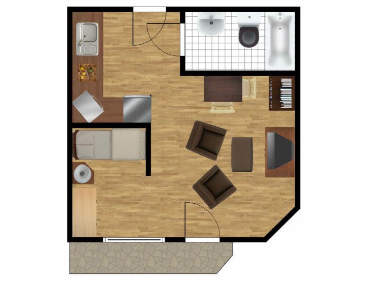 Grundriss Betreutes Wohnen in der Langenbergstraße, 35qm