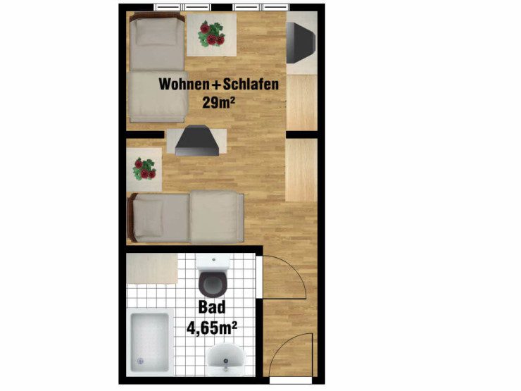 Grundriss Doppelzimmer Pflegeheim in Wüsten