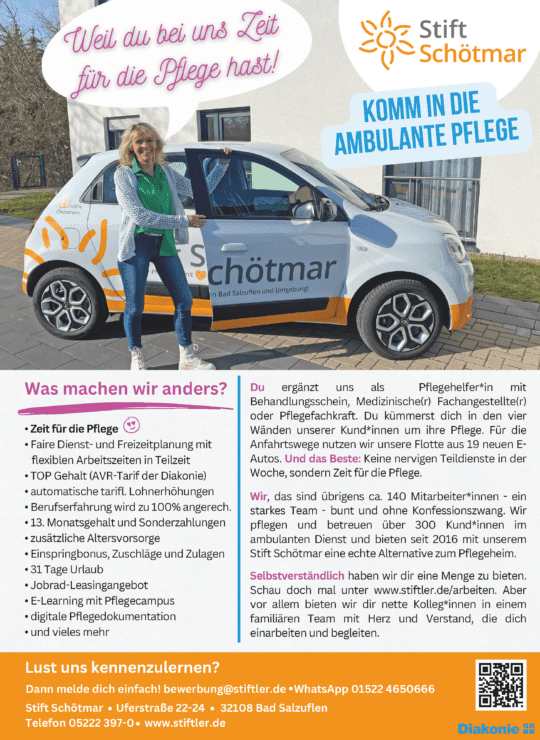 Komm in die ambulante Pflege - weil du bei uns Zeit für die Pflege hast! 1