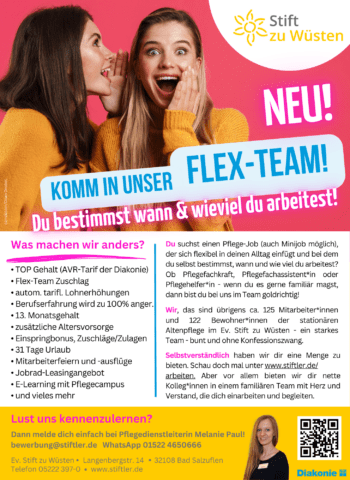 NEU! Komm in unser Flex-Team! Du bestimmst wann & wieviel du arbeitest! 2