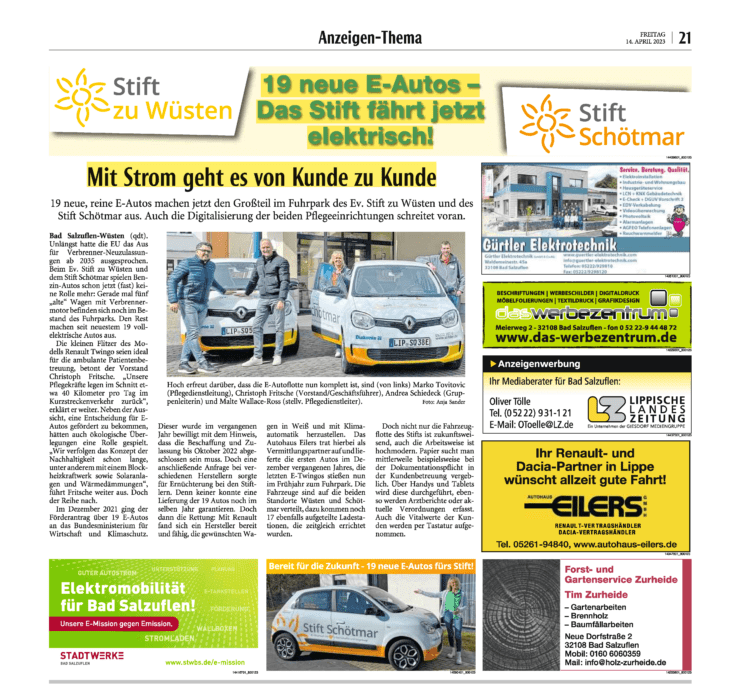 Presseartikel in der Lippischen Landeszeitung vom 14.04.2023 1