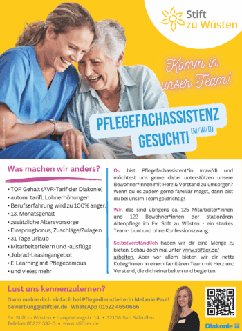 Pflegefachassistenz (m/w/d) gesucht! 1