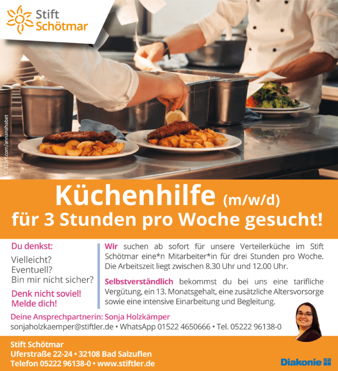 Küchenhilfe (m/w/d) für 3 Stunden pro Woche gesucht! 1