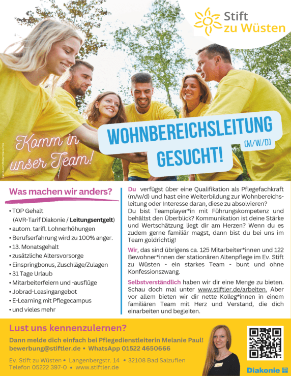 Wohnbereichsleitung (m/w/d) gesucht! 1