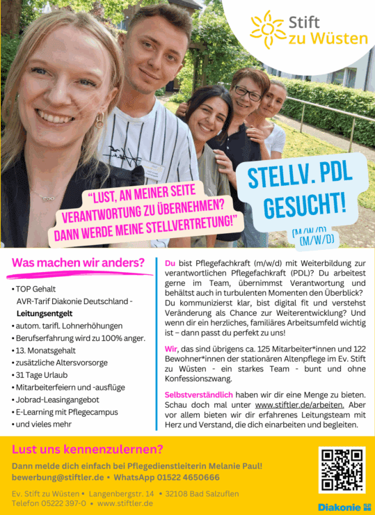 stellv. Pflegedienstleitung (m/w/d) gesucht! 1